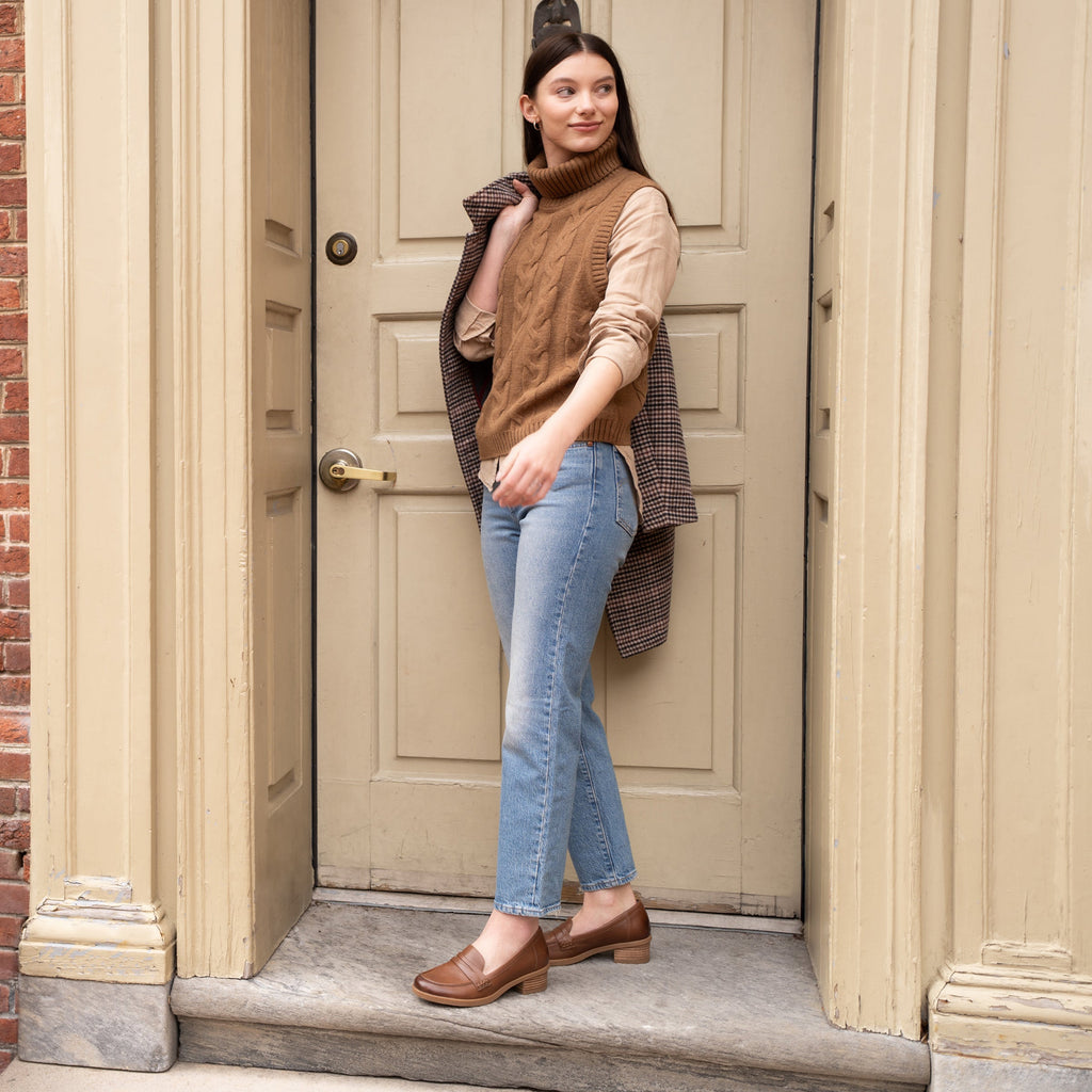 Dansko Danica Wide Tan Waterproof Burnished