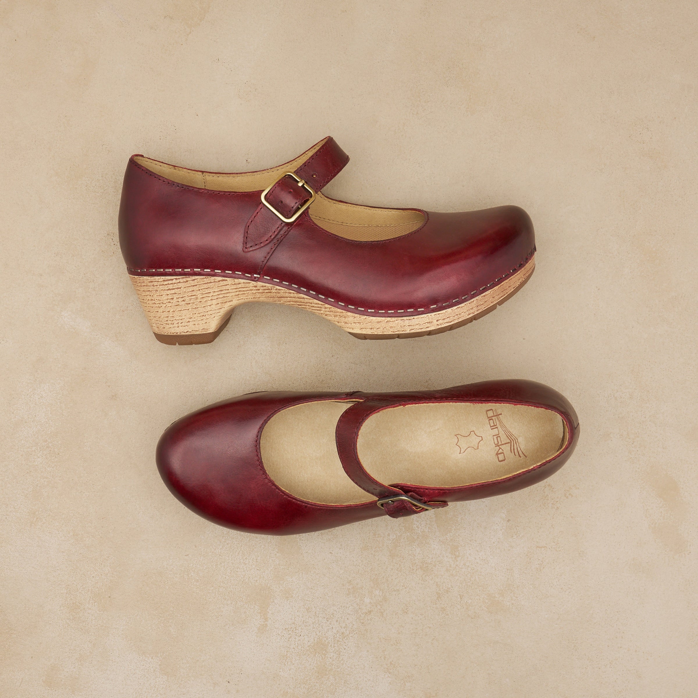 Dansko Lilah Red Waxy Burnished